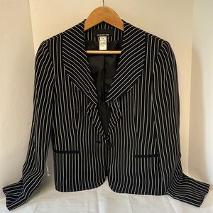 Jones New York Black and White Striped Dress blazer jacket